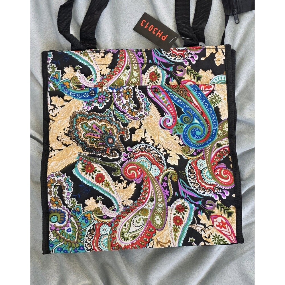 PH3013 Paisley Travel Tote Bag Multicolor Zip Top Bottle Organizer Pouch